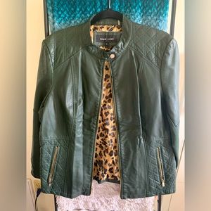 Dark Green Faux Leather Jacket